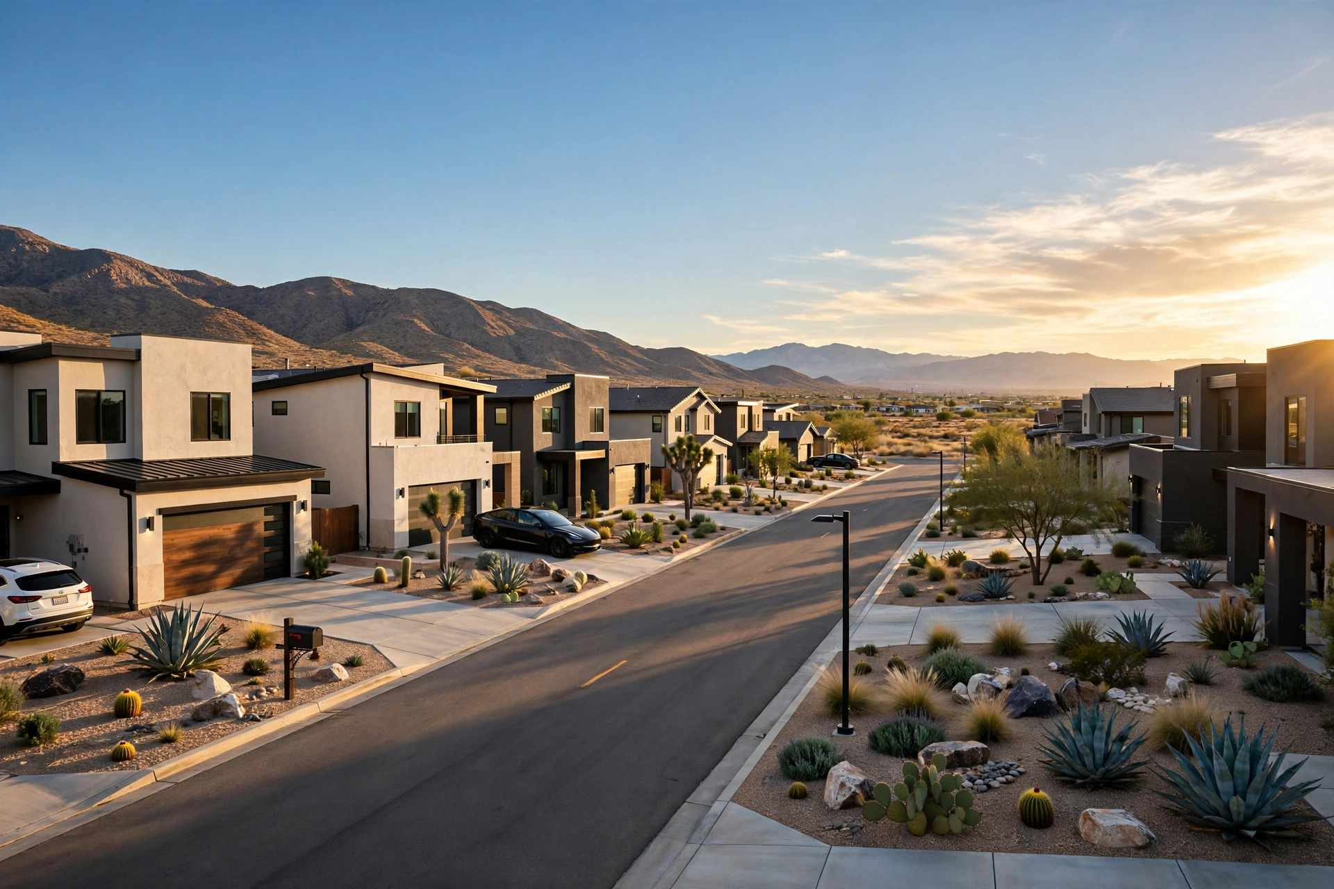 Beautiful Rosamond CA neighborhood at golden hour
